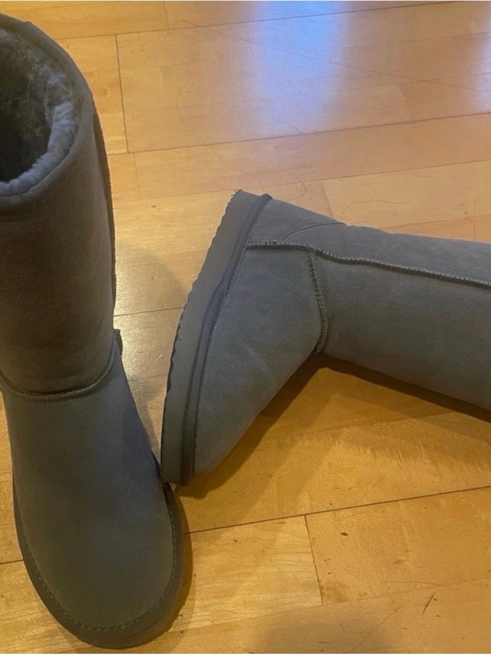 Classic Women's Gray Shearling-Lined Winter Boots
